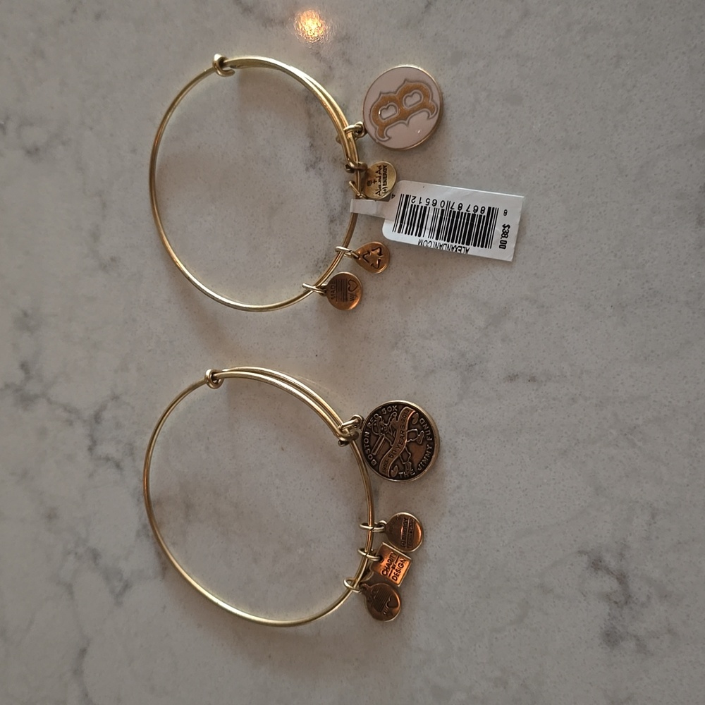 Two alex and Ani boston red Sox bangles